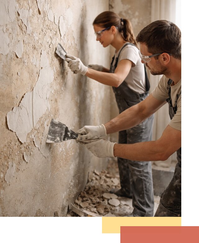 Снятие старой шпаклевки и подготовка поверхностей в Бердске