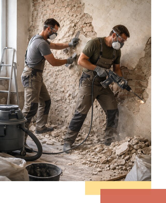 Демонтаж штукатурки со стен в Бердске быстро и аккуратно