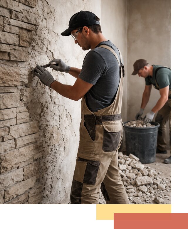 Демонтаж декоративного камня в Бердске профессионально и безопасно