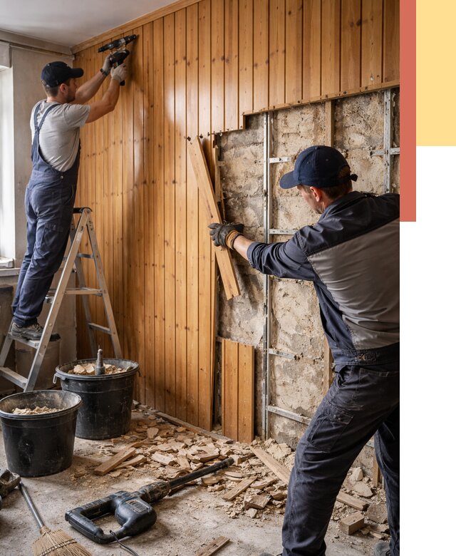 Демонтаж вагонки со стен в Бердске от 1510 руб. — снятие, удаление, срочно | ОТДЕЛОЧНИК-Брд