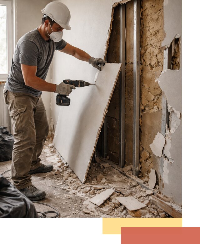 Демонтаж гипсокартона со стен в Бердске качественно и быстро