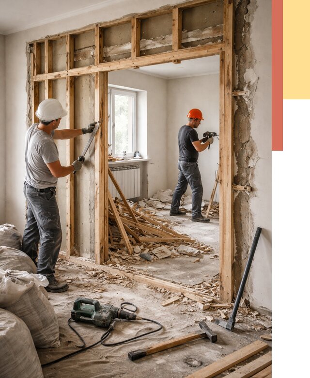 Демонтаж деревянных перегородок в Бердске от 3332 руб. — быстро и недорого | ОТДЕЛОЧНИК-Брд