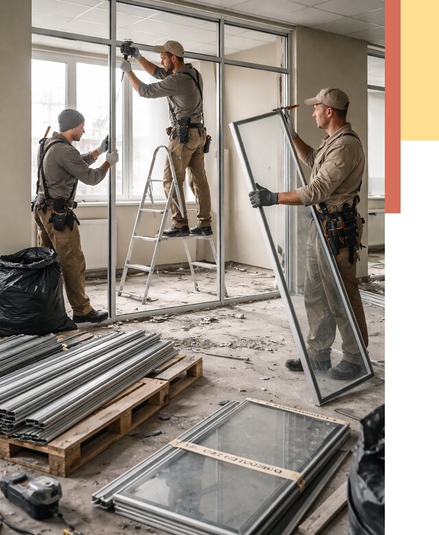 Демонтаж алюминиевых перегородок в Бердске от 4373 руб. — быстро и недорого | ОТДЕЛОЧНИК-Брд