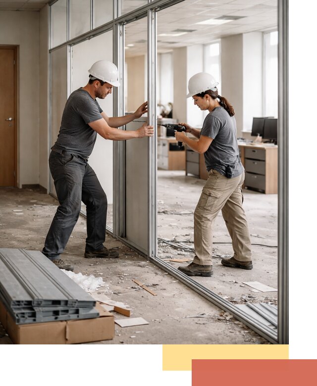 Демонтаж алюминиевых перегородок в Бердске быстро и аккуратно