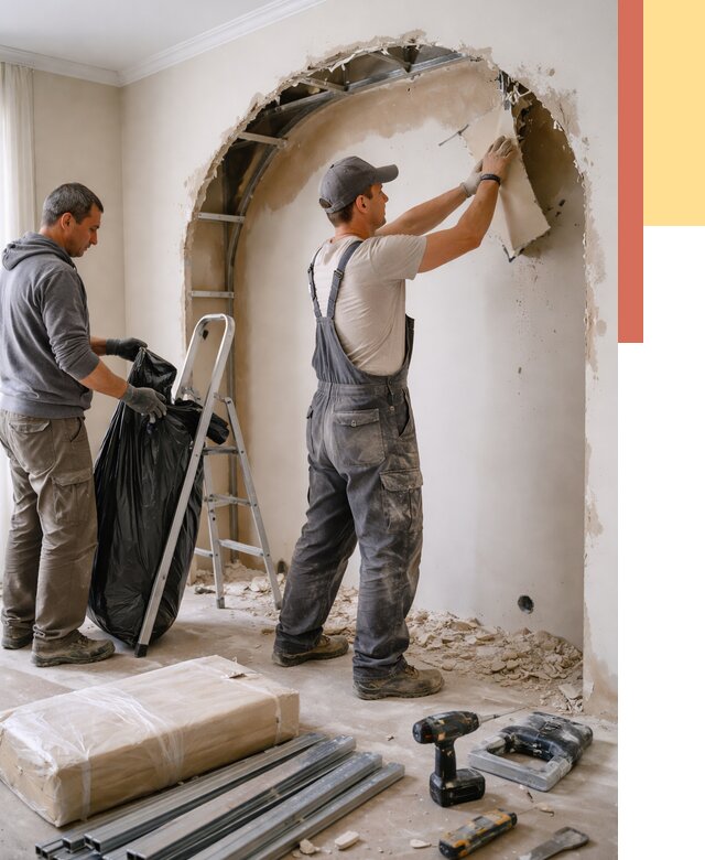 Демонтаж арки из гипсокартона в Бердске от 3644 руб. — услуги под ключ | ОТДЕЛОЧНИК-Брд