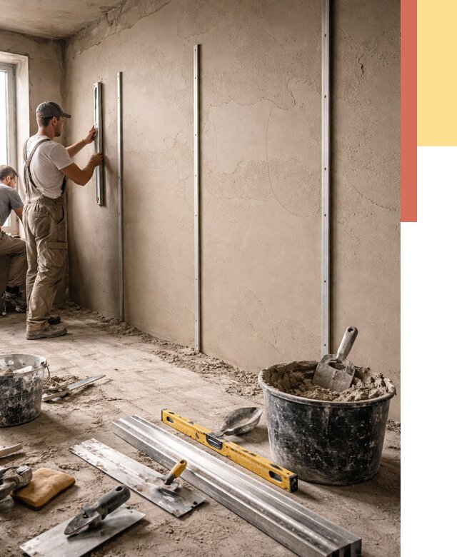 Штукатурка стен по маякам в Бердске от 5727 руб./м² — выравнивание под ключ | ОТДЕЛОЧНИК-Брд