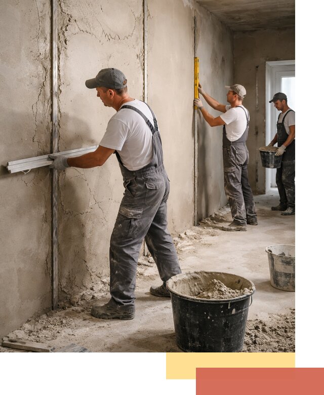 Штукатурка стен по маякам в Бердске — точная и ровная поверхность