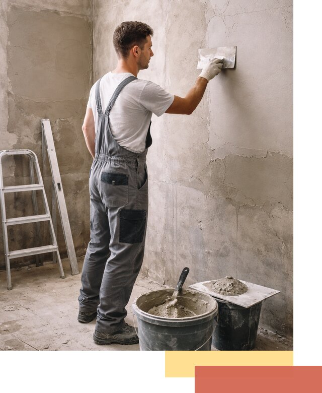 Штукатурка стен в ванной под ключ в Бердске