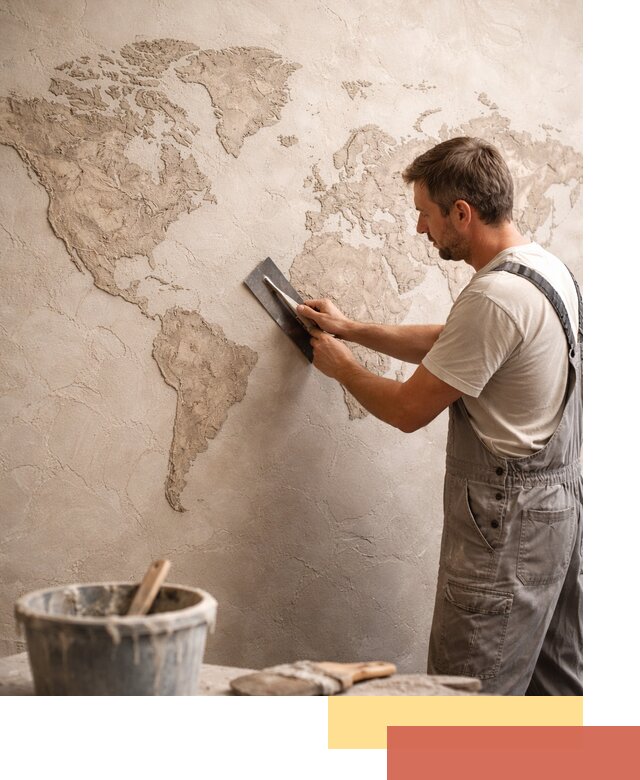 Декоративная штукатурка «Карта мира» под ключ в Бердске