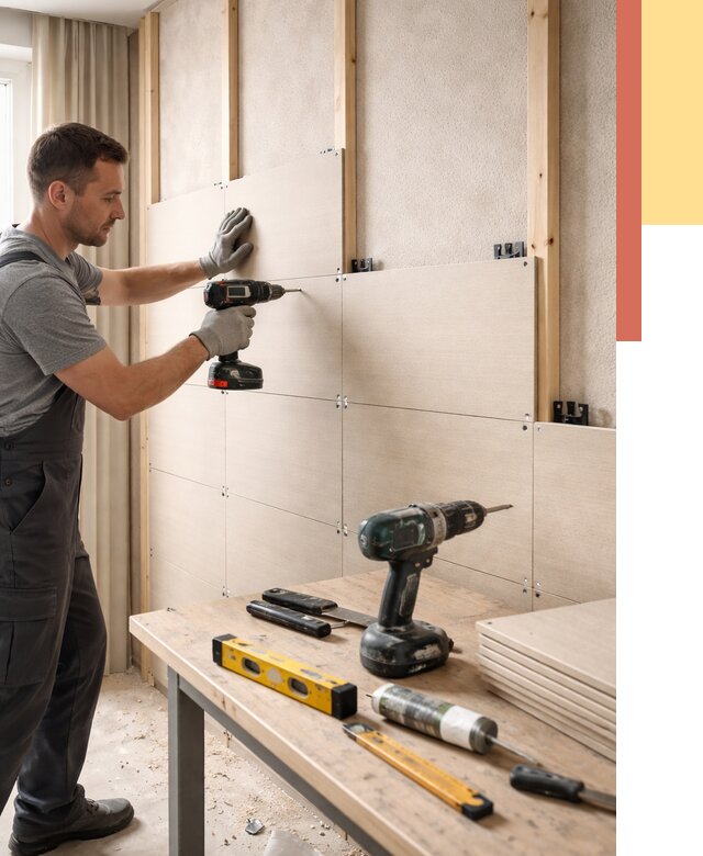 Монтаж МДФ панелей на стены в Бердске от 1302 руб. под ключ | ОТДЕЛОЧНИК-Брд