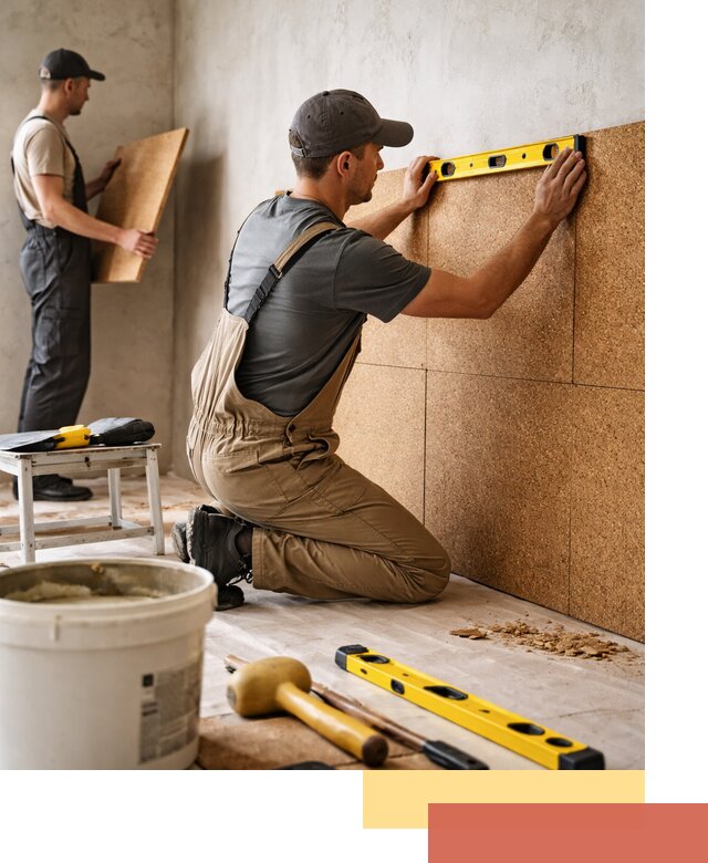 Монтаж пробковых панелей на стены в Бердске быстро и качественно