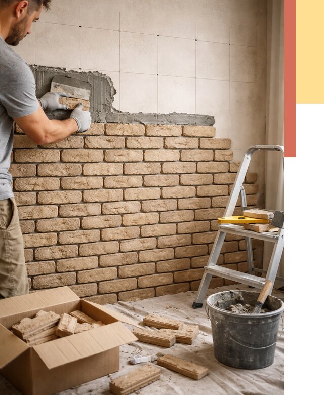 Монтаж декоративного кирпича в Бердске от 3332 руб./м² — быстро и недорого | ОТДЕЛОЧНИК-Брд