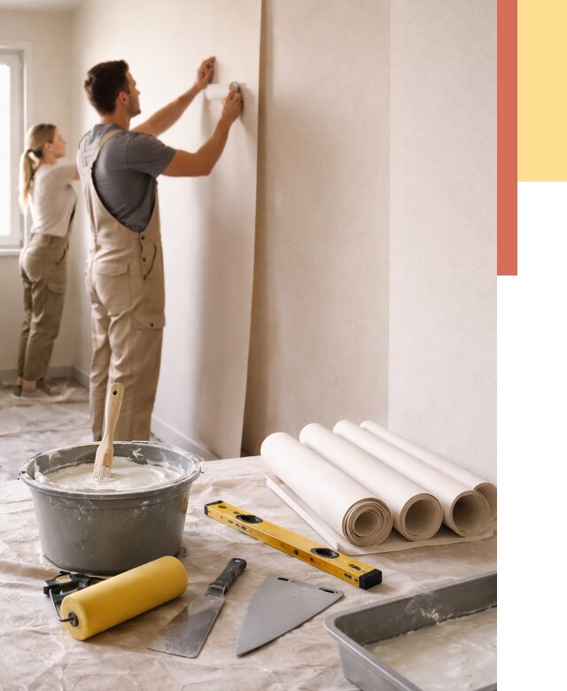 Поклейка бумажных обоев в Бердске от 5727 руб./м2 — быстро и недорого | ОТДЕЛОЧНИК-Брд