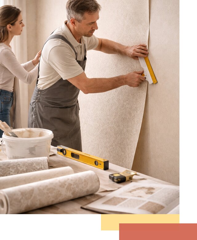 Поклейка обоев с подбором рисунка в Бердске