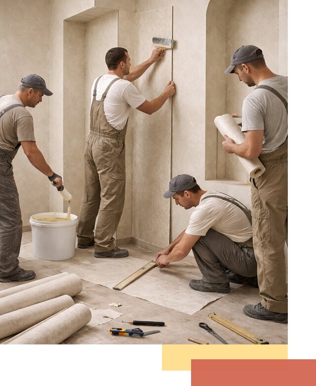 Поклейка обоев на сложные стены и неровные поверхности в Бердске