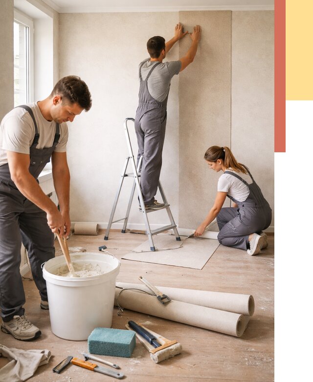 Оклейка стен обоями в Бердске от 3644 руб/м2 — быстро и недорого | ОТДЕЛОЧНИК-Брд