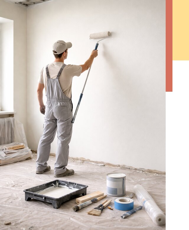 Покраска стен водоэмульсионной краской в Бердске от 469 руб. за м² | ОТДЕЛОЧНИК-Брд