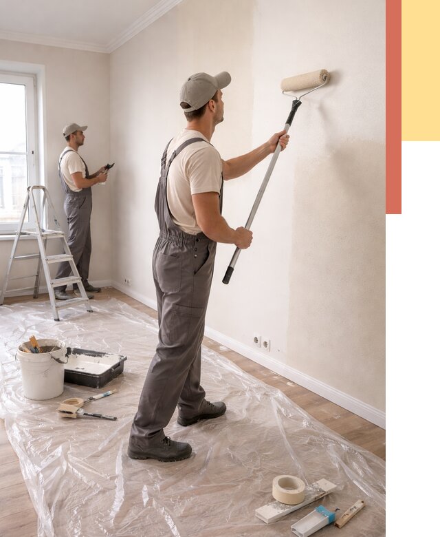 Покраска стен акриловой краской в Бердске от 3644 руб./м² — быстро и недорого | ОТДЕЛОЧНИК-Брд