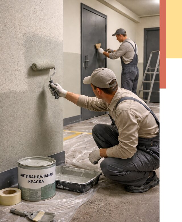 Покраска стен антивандальной краской в Бердске от 4685 руб./м² под ключ | ОТДЕЛОЧНИК-Брд