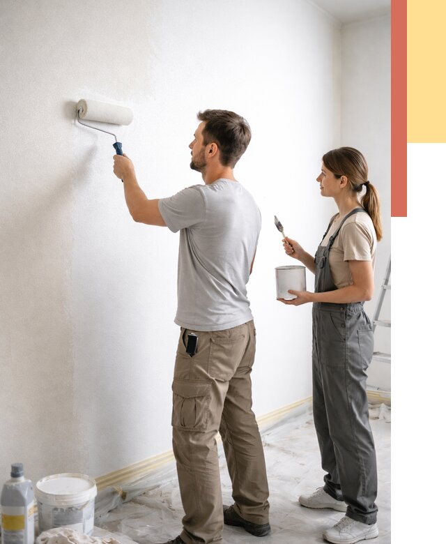 Окраска стен по стеклохолсту в Бердске от 4685 руб/м² под ключ | ОТДЕЛОЧНИК-Брд