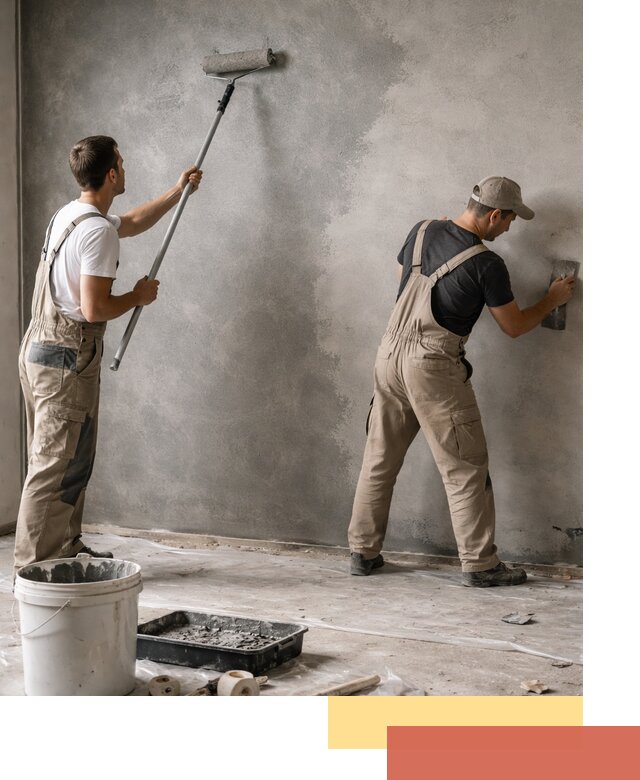 Покраска стен под бетон в Бердске профессионально и недорого