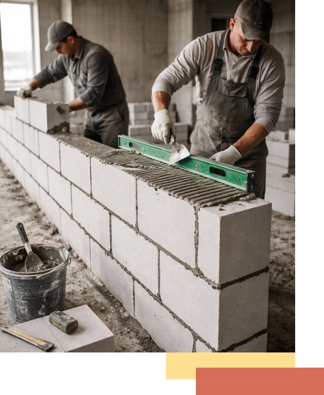 Кладка перегородок из газобетона в Бердске быстро и качественно