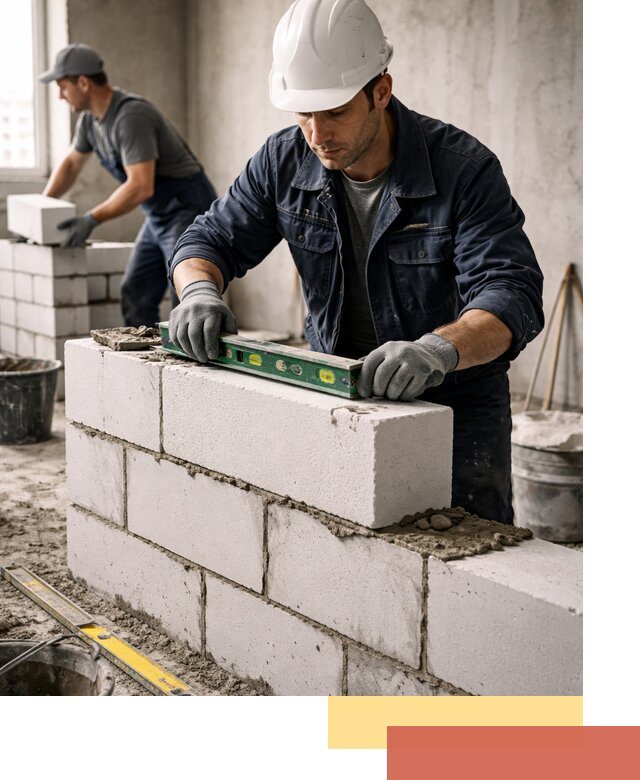 Кладка перегородок из пеноблока под ключ в Бердске