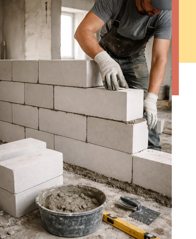 Кладка перегородок из силикатного блока в Бердске от 4165 руб. под ключ | ОТДЕЛОЧНИК-Брд