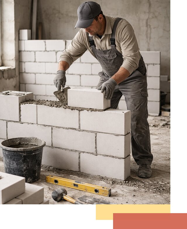 Кладка перегородок из силикатного блока в Бердске