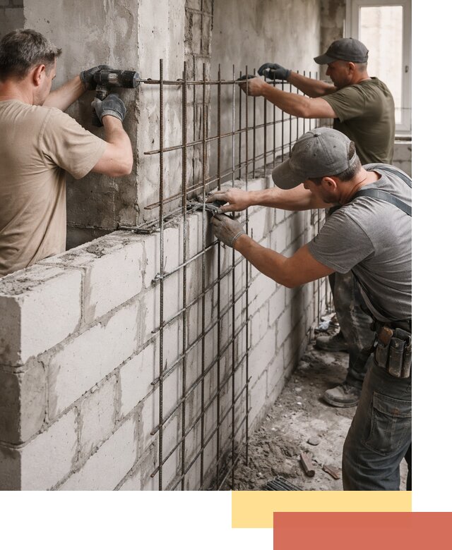 Армирование кладки перегородок в Бердске профессионально и надёжно