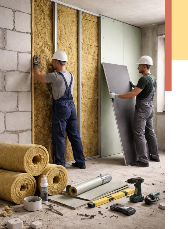 Шумоизоляция перегородок из блоков в Бердске от 1926 руб./м² — быстро и недорого | ОТДЕЛОЧНИК-Брд