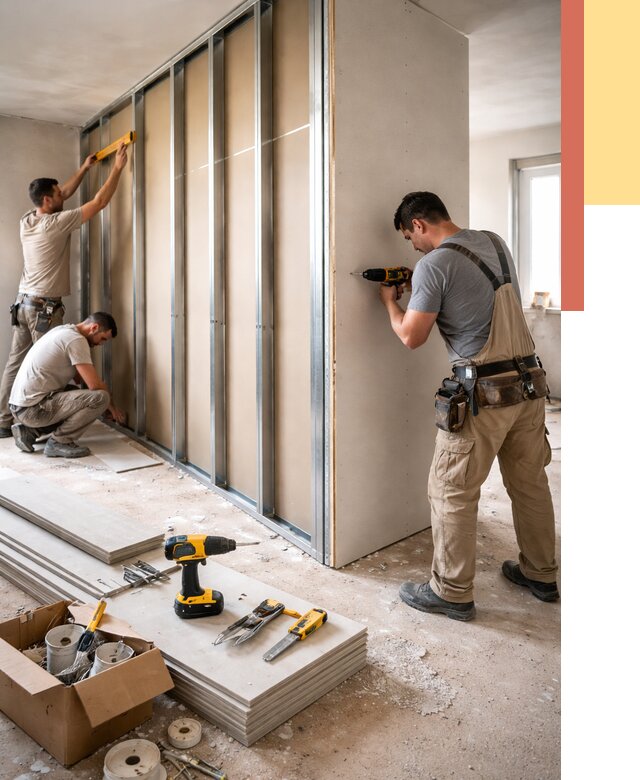 Монтаж однослойной перегородки из гипсокартона в Бердске от 677 руб. | ОТДЕЛОЧНИК-Брд