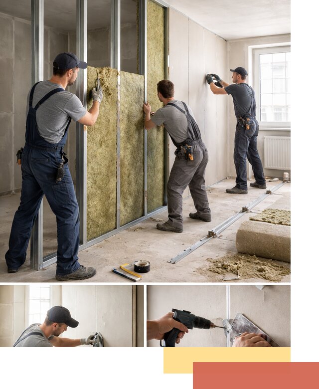 Перегородка из гипсокартона с шумоизоляцией в Бердске — монтаж под ключ