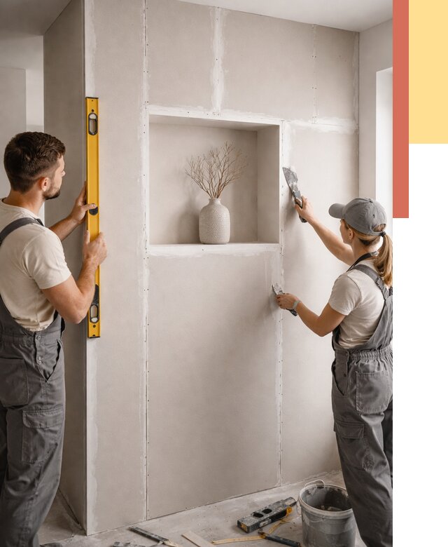 Перегородка из гипсокартона с нишей в Бердске от 3384 руб. под ключ | ОТДЕЛОЧНИК-Брд