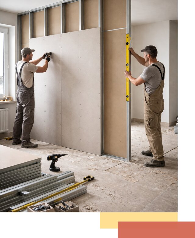 Зонирующая перегородка из гипсокартона под ключ в Бердске