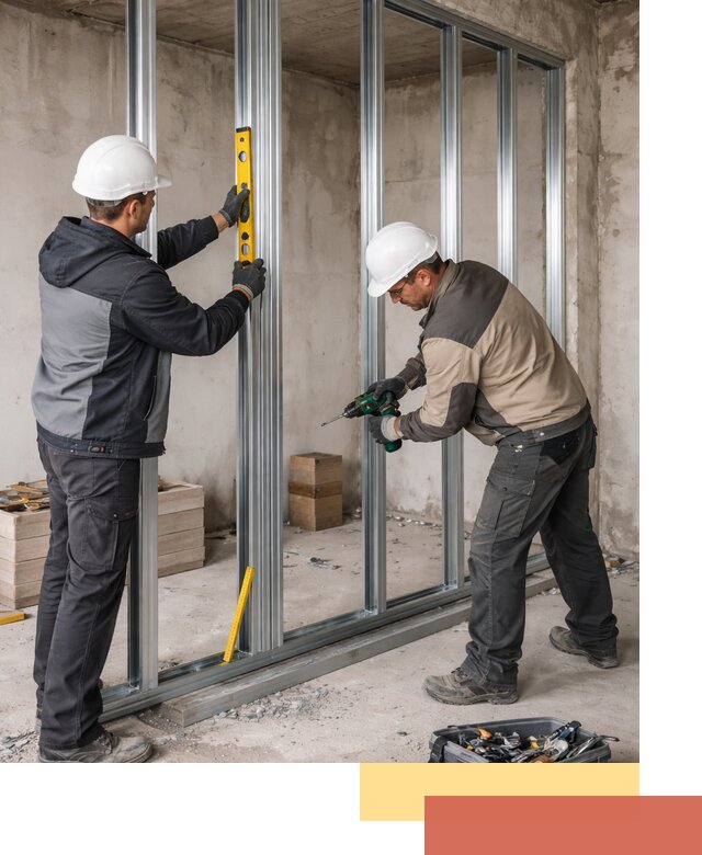 Монтаж каркаса перегородки из профиля в Бердске