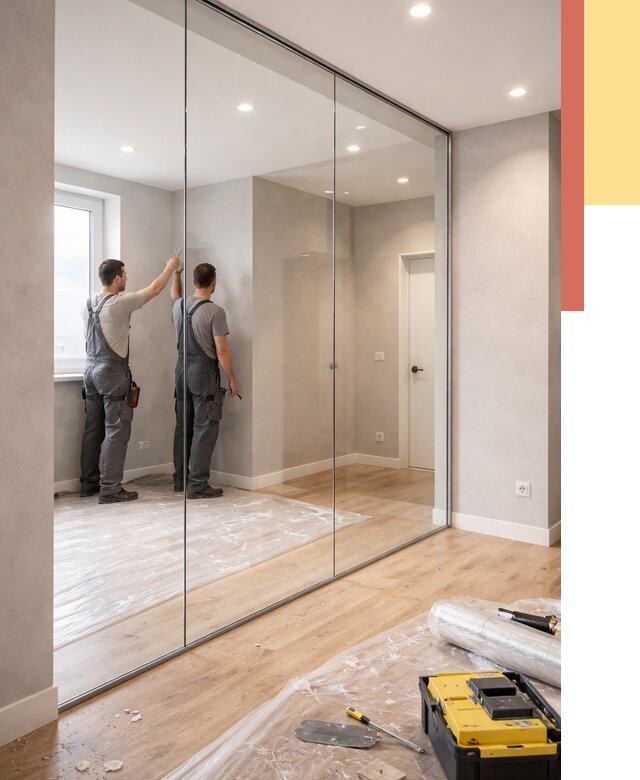 Безрамные стеклянные перегородки в Бердске — монтаж от 9891 руб. | ОТДЕЛОЧНИК-Брд