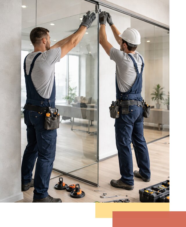 Безрамные стеклянные перегородки под ключ в Бердске