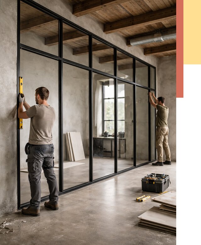 Стеклянные перегородки лофт в Бердске от 10933 руб. под ключ | ОТДЕЛОЧНИК-Брд