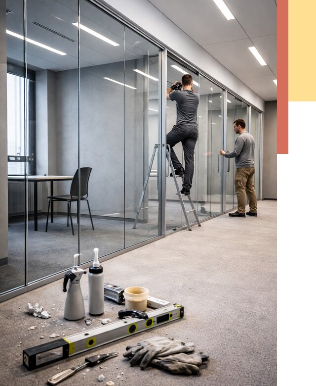 Стеклянные офисные перегородки в Бердске от 8850 руб. — монтаж и установка | ОТДЕЛОЧНИК-Брд