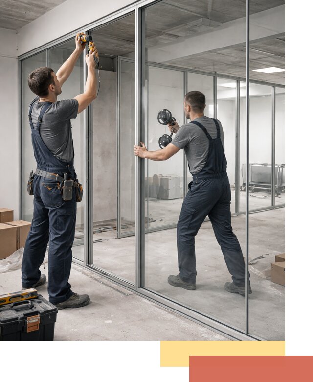 Алюминиевые перегородки со стеклом в Бердске — изготовление и монтаж