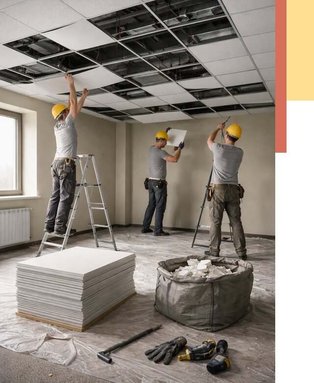 Демонтаж потолка Армстронг в Бердске от 4685 руб. быстро и недорого | ОТДЕЛОЧНИК-Брд