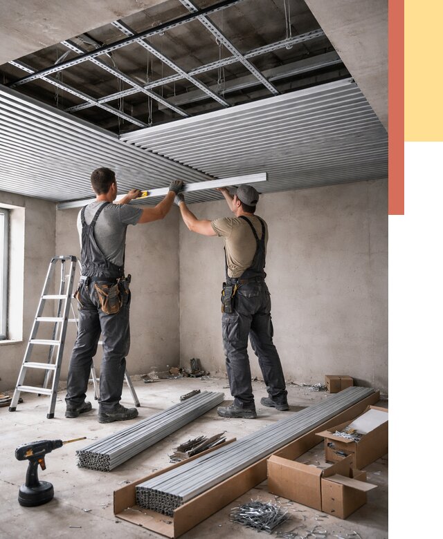 Монтаж реечного потолка в Бердске от 4685 руб. под ключ | ОТДЕЛОЧНИК-Брд