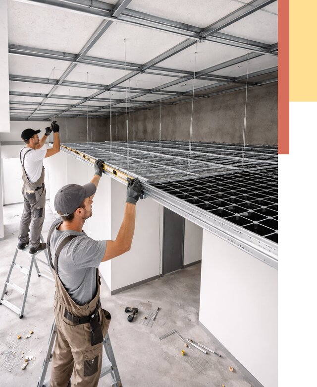 Монтаж потолка грильято в Бердске от 469 руб./м² — быстрая сборка под ключ | ОТДЕЛОЧНИК-Брд