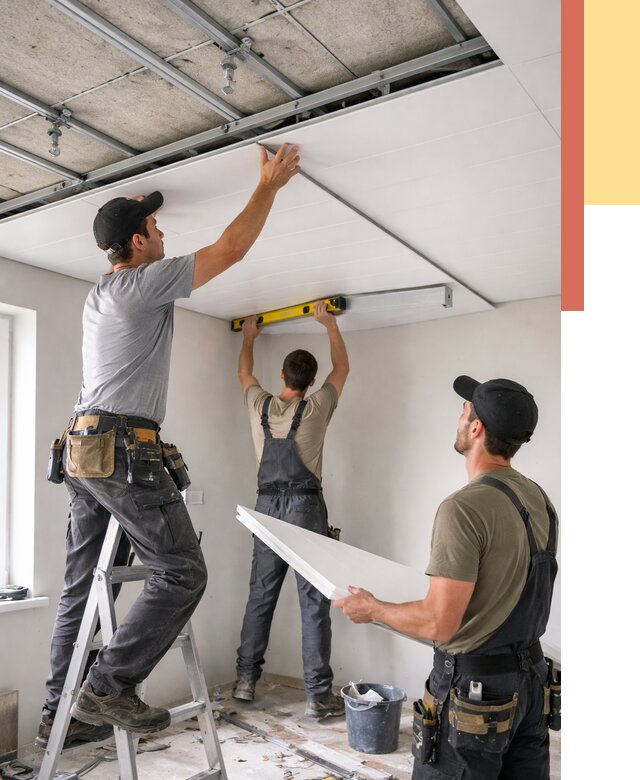 Монтаж потолка из ПВХ панелей в Бердске от 3644 руб./м2 — быстро и недорого | ОТДЕЛОЧНИК-Брд