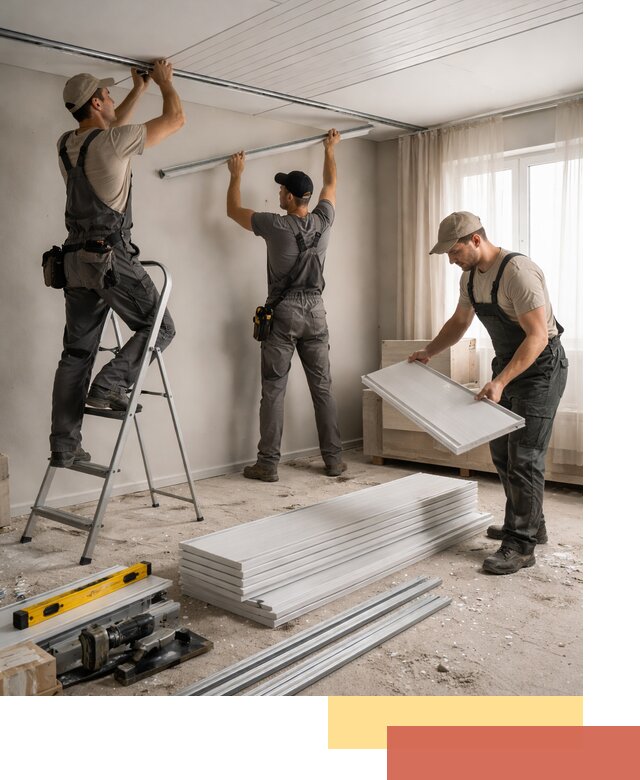 Монтаж потолка из ПВХ панелей в Бердске оперативно и качественно