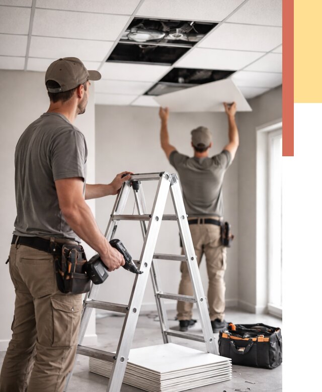 Обслуживание подвесного потолка в Бердске от 3644 руб. — быстро и недорого | ОТДЕЛОЧНИК-Брд