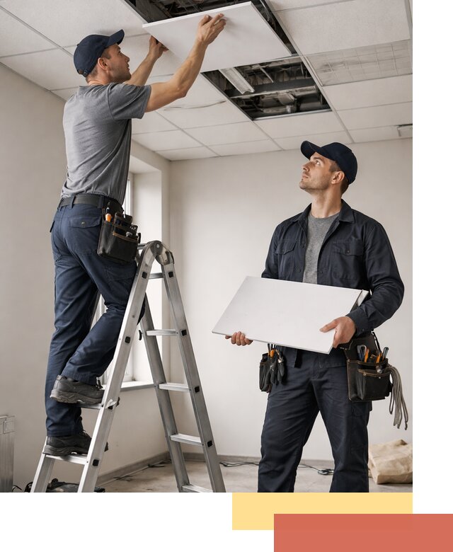 Обслуживание подвесного потолка в Бердске — ремонт и чистка