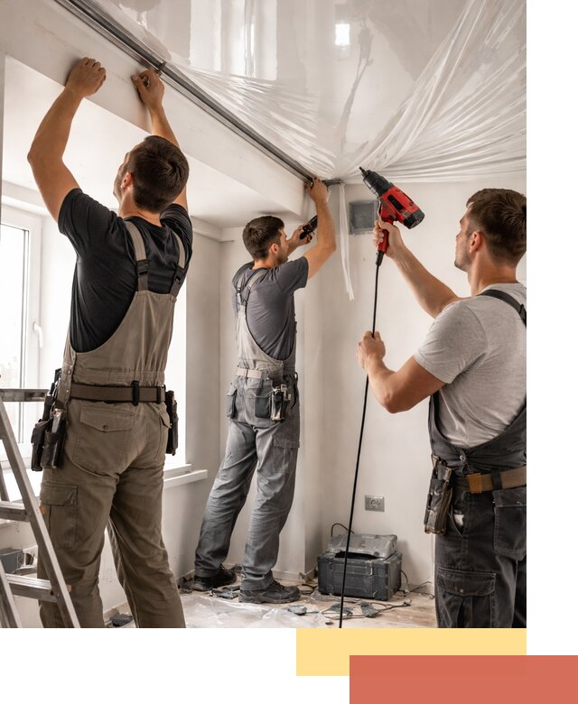 Монтаж глянцевого натяжного потолка в Бердске быстро и качественно