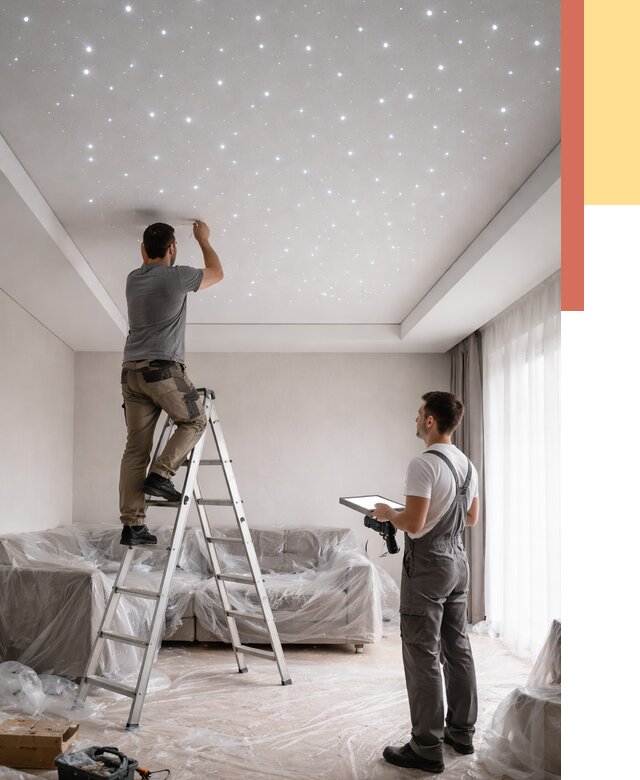 Монтаж натяжного потолка «звездное небо» в Бердске от 6768 руб. | ОТДЕЛОЧНИК-Брд